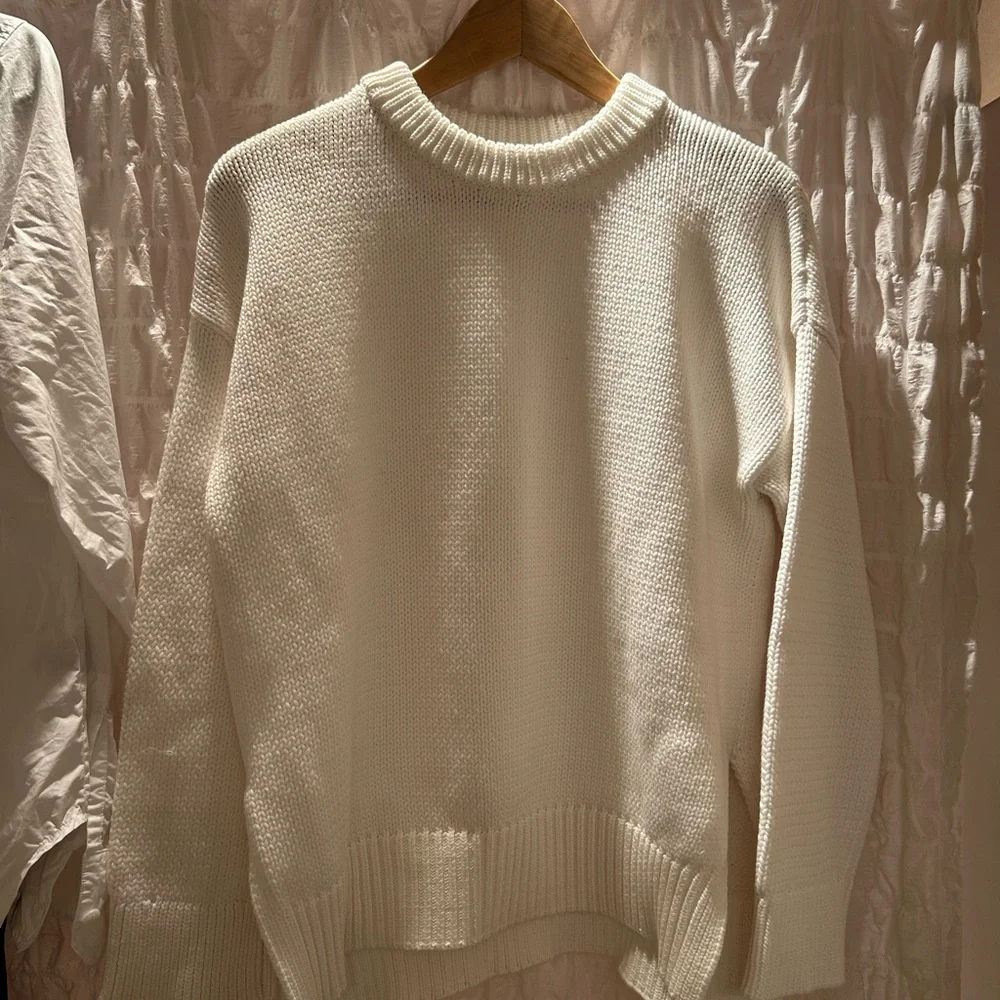 Jenni Kayne Cream Knit Crewneck Sweater